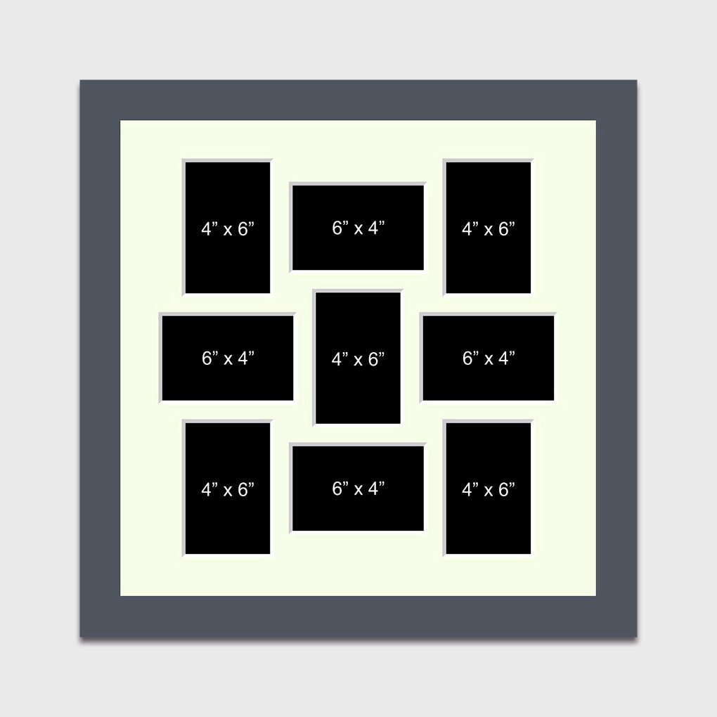 【美品】PORTRAITS OF OLD  6枚組 Multi Photo Picture Frame | Holds 9 6x4 Photos in a Dark Grey Wood