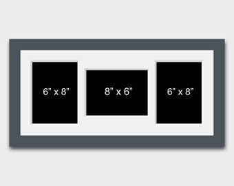 Multi Photo Frame | Grey Wood, Holds Three 6x8 Photos