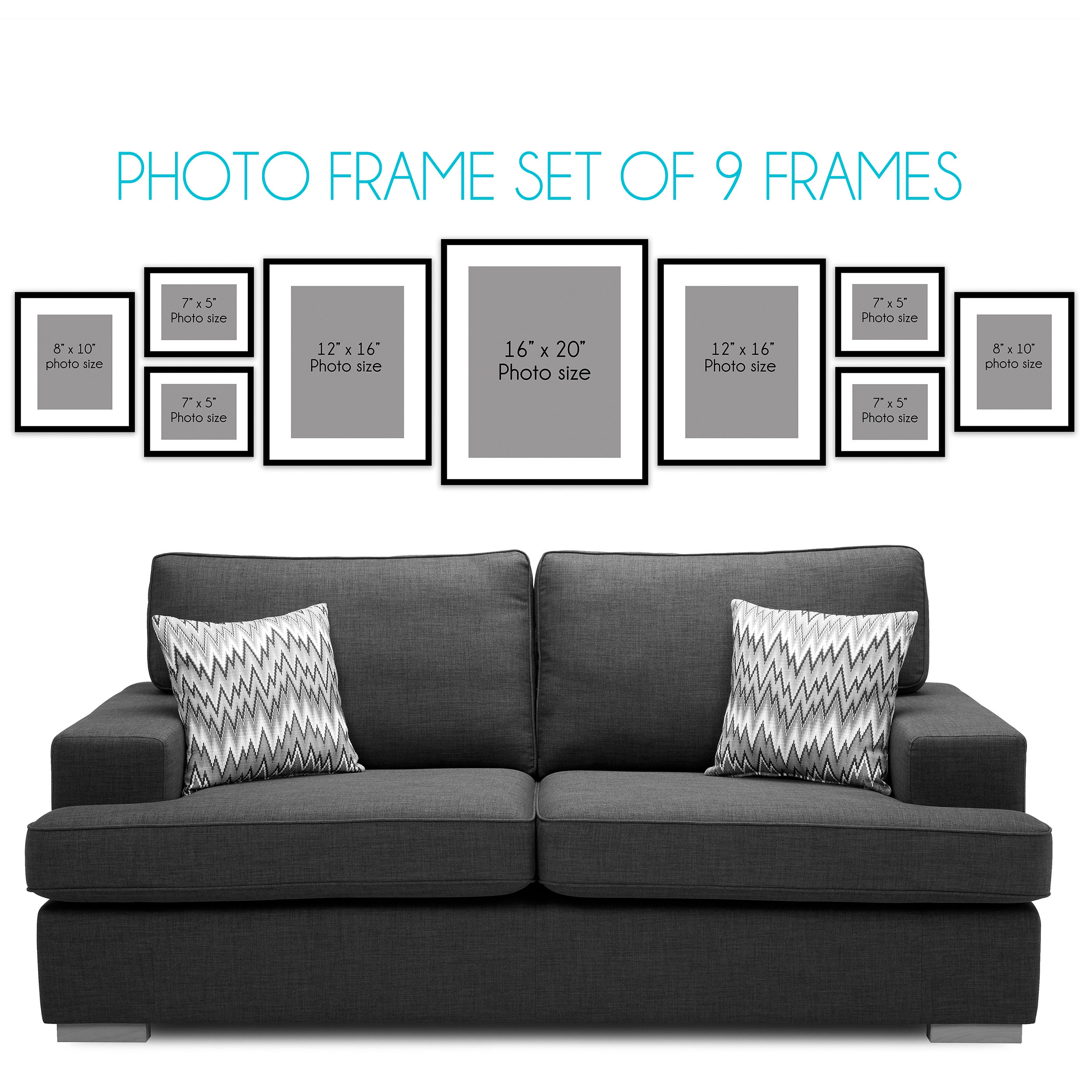 MDF Black Set of 16 Picture Frames for Wall Hanging, For