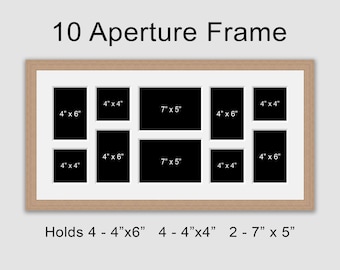 Large Multi Photo Picture Frame | Holds 10 photos in an Oak Veneer Wooden Frame
