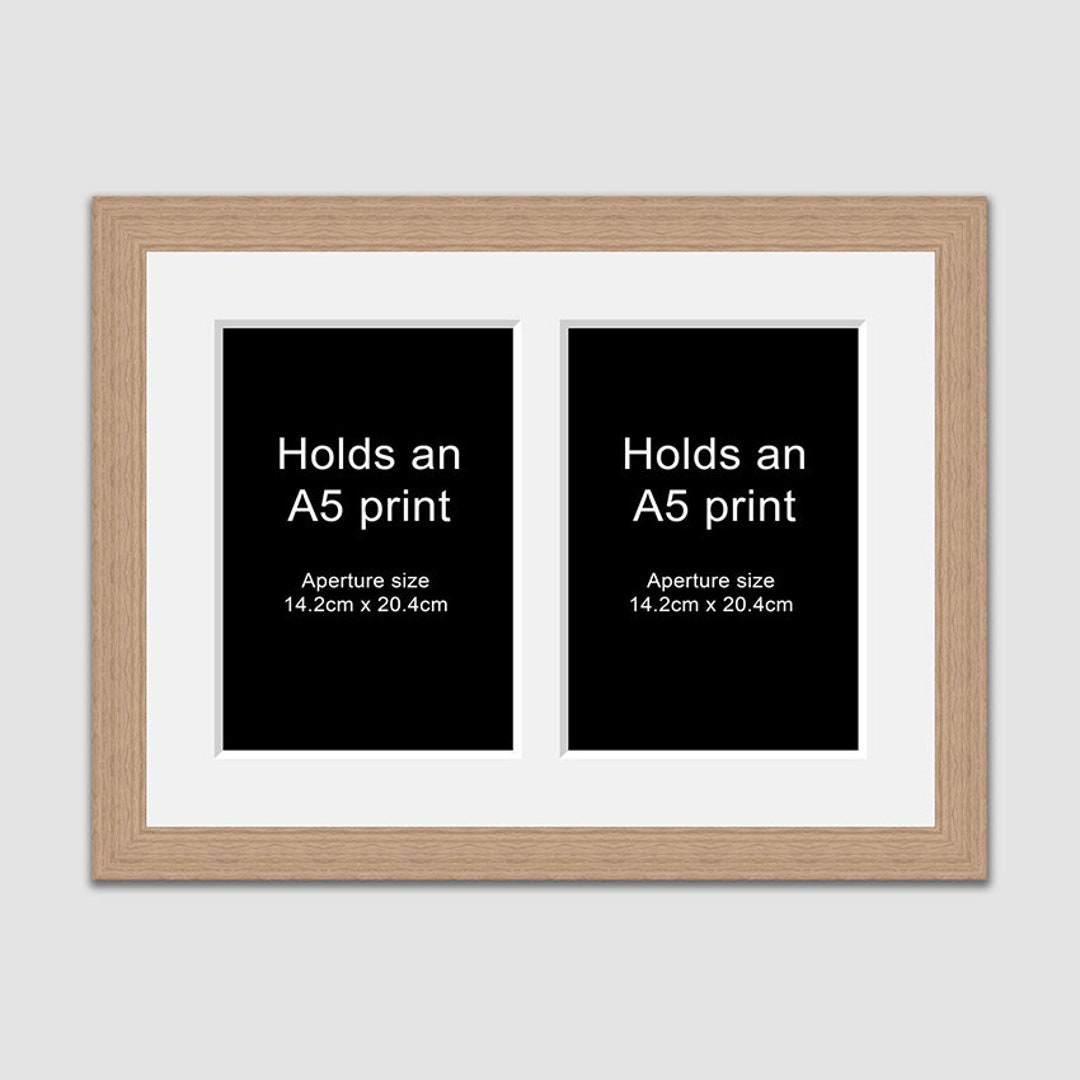A5 Picture Frame for 2 Photos in an Oak Veneer Wooden Frame - Etsy UK