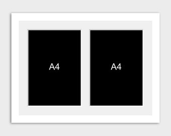Double Photo Frame Holds 2 A4 Certificates/Photos in a 22mm White Wood Frame