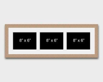 Multi Photo Picture Frame | Holds 3 8" x 6" Photos in a 20mm Oak Veneer Frame