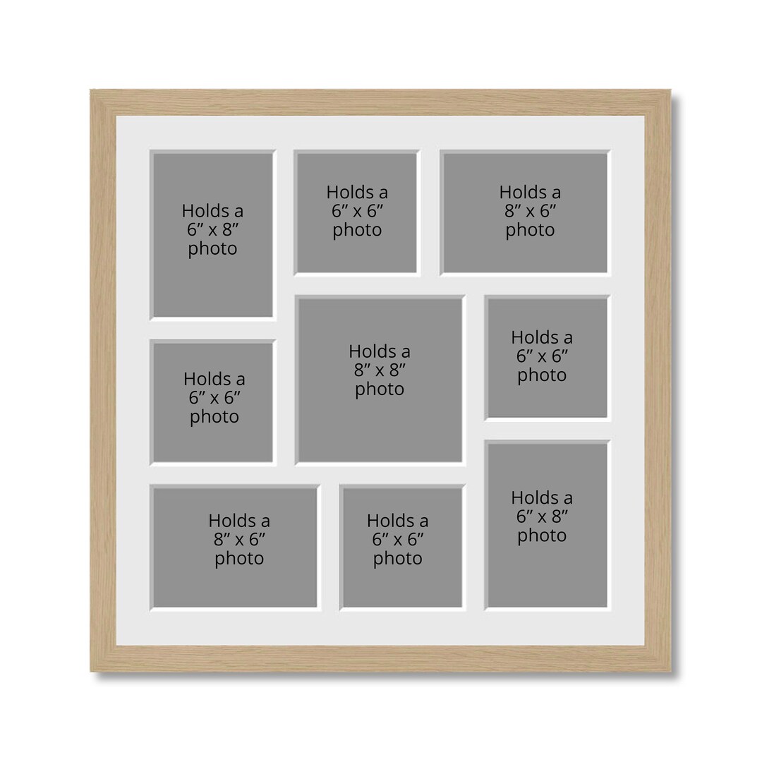 Large Multi Photo Picture Frame Holds 9 Photos Oak Veneer Frame Etsy UK
