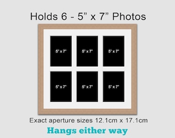 Oak Veneer Multi Photo Frame | Holds Six 5x7 Photos