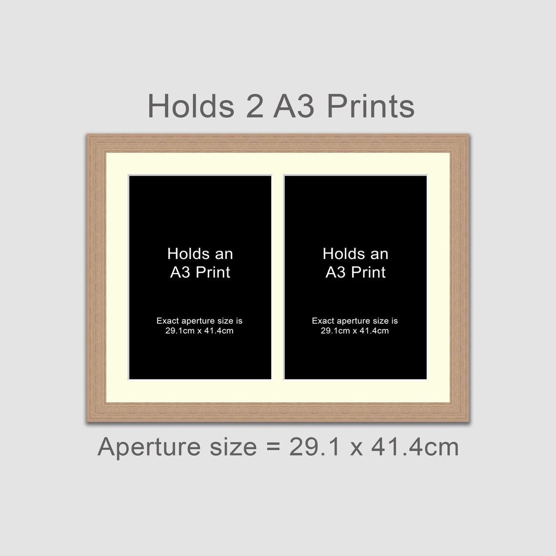 A3 Picture Frame to Hold 2 Photos in an Oak Veneer Wooden Etsy
