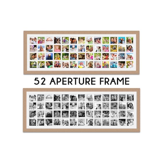 Large Multi-photo Frame | Holds 52 Square Photos | Oak Veneer