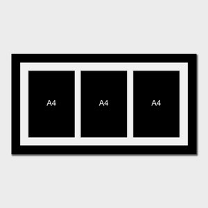 Multi Photo Frame | Holds 3 A4 Certificates/Photos in a 22mm Black Wooden Frame