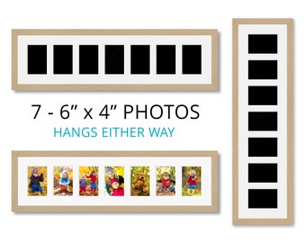 Multi Photo Frame to hold 7 - 6x4 Photos | Oak Veneer Frame