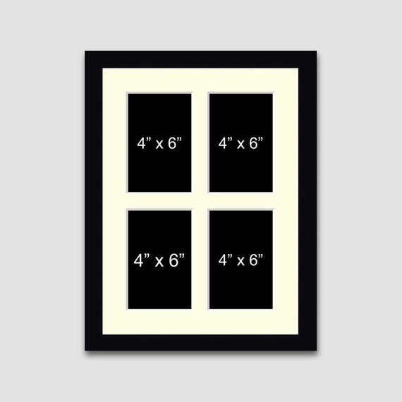 Black Wood Picture Frame, Multi Photo Collage, Holds Four 4x6