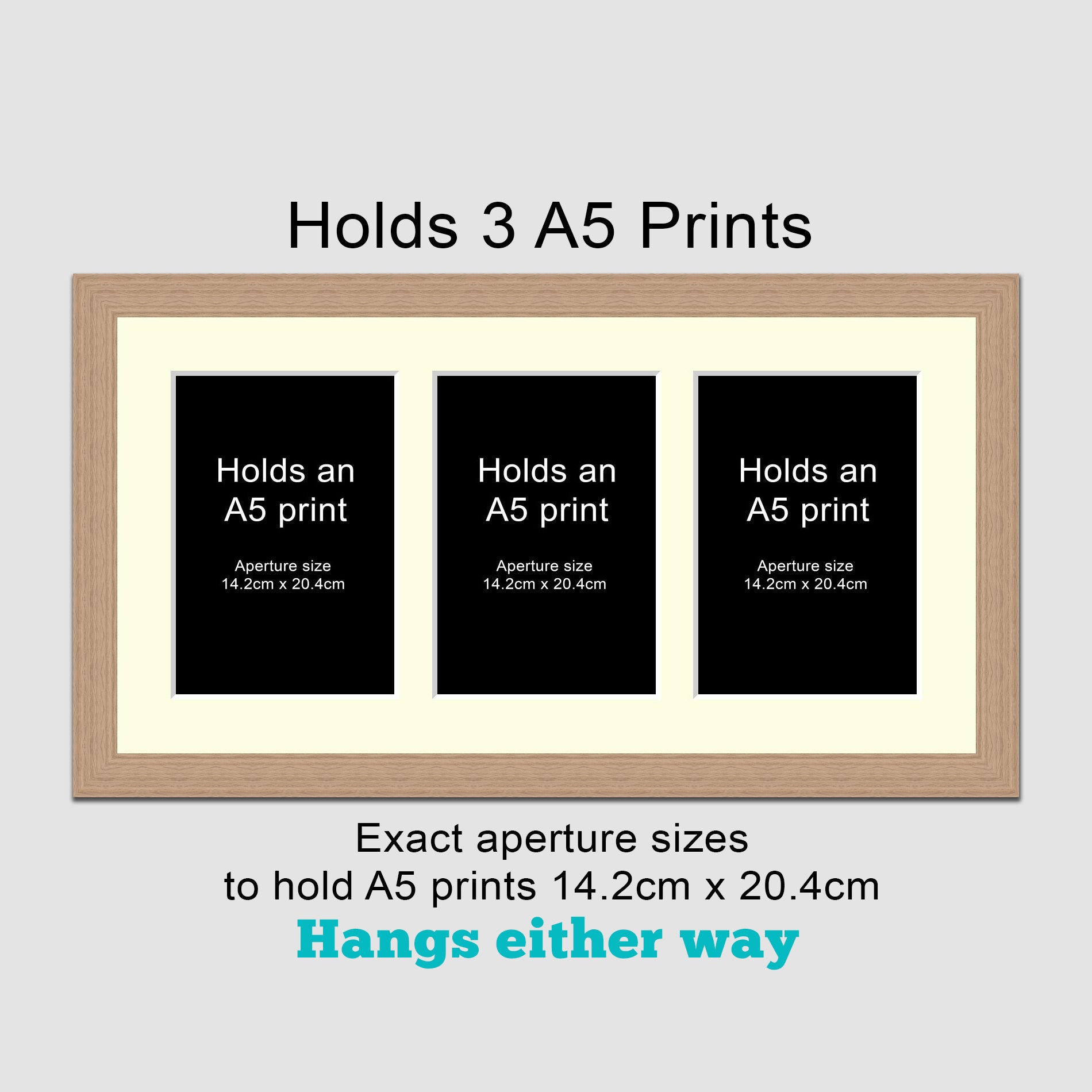 A5 Picture Frame to Hold 3 Photos in an Oak Veneer Wooden Etsy UK