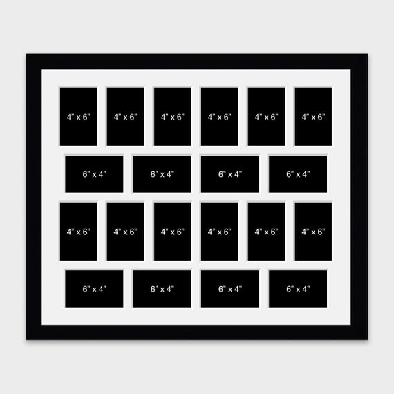 Large Multi Photo Picture Frame 6 Apertures 8x6 Photos in a 33mm Black Frame  