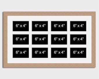 Oak Veneer Collage Frame | Multi Photo Picture Frame, 12-Aperture