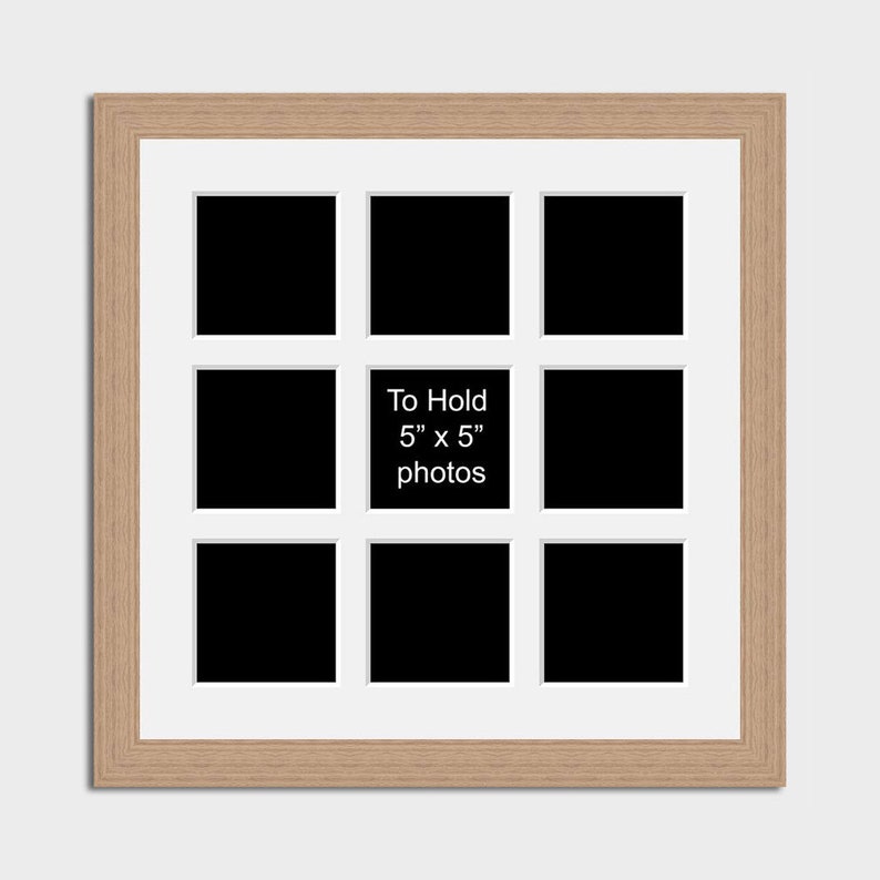 Multi Photo Picture Frame Holds 9 5x5 Photos in a 30mm Oak Etsy