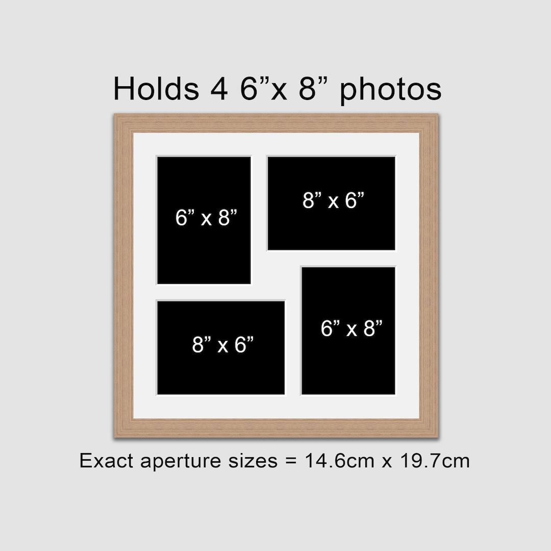 Oak Veneer Multi Photo Frame | Holds Four 6x8 Photos - Etsy