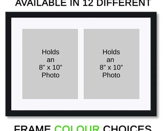 Double 8x10 Photo Frame – White Bevel Mount, 12 Colors
