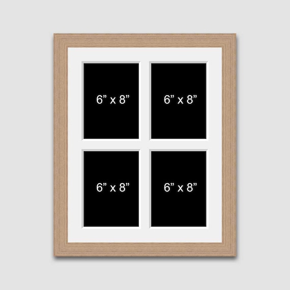 Multi Photo Picture Frame | 4 Apertures 6x8 Photos 20mm Oak Veneer