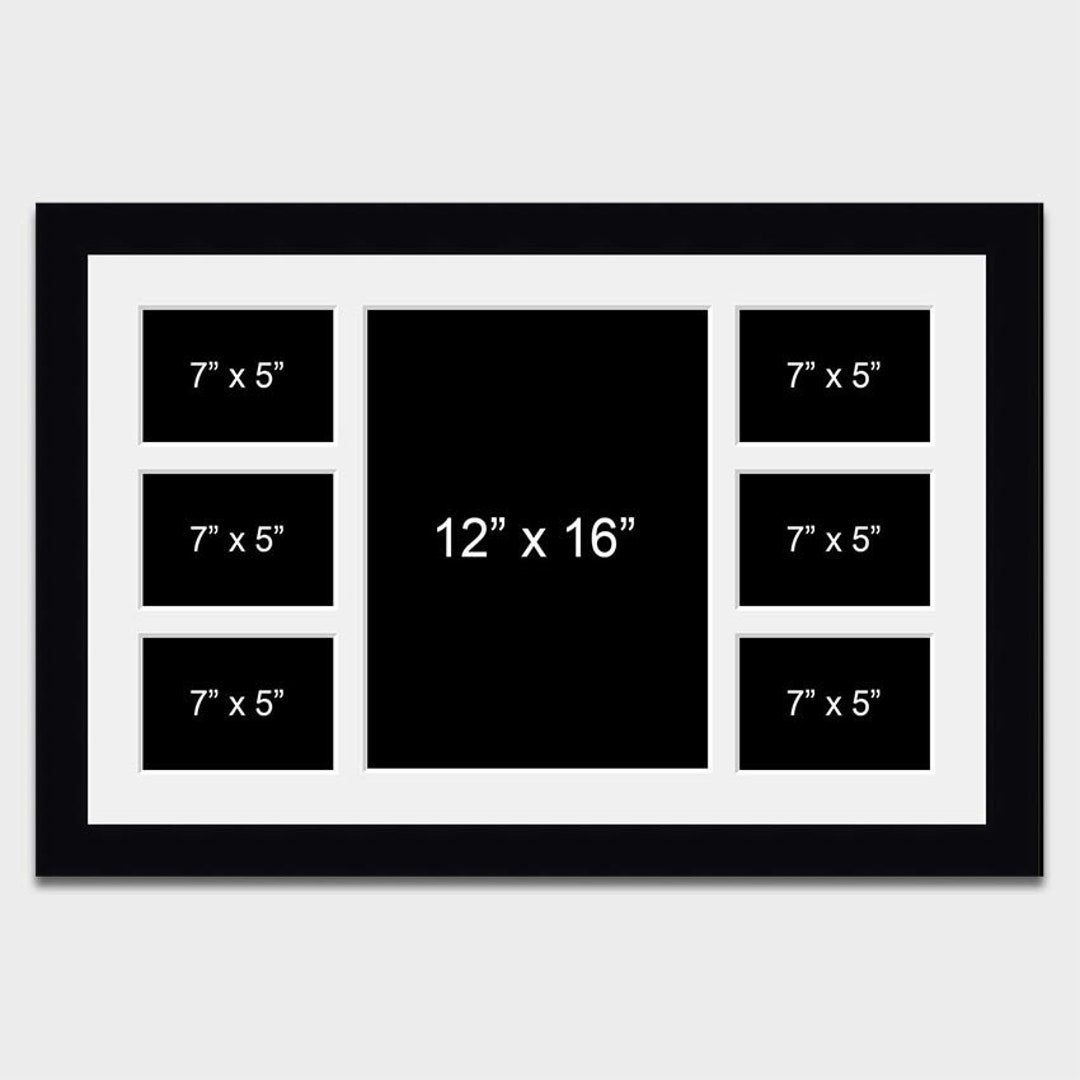 Multi Photo Collage Frame | Black Wood, 7x5 & 12x16 Aperture - Etsy