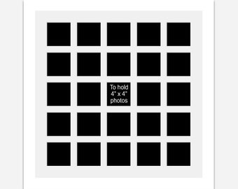 Large Multi Photo Picture Frame | 25 Square 4x4, White Wood
