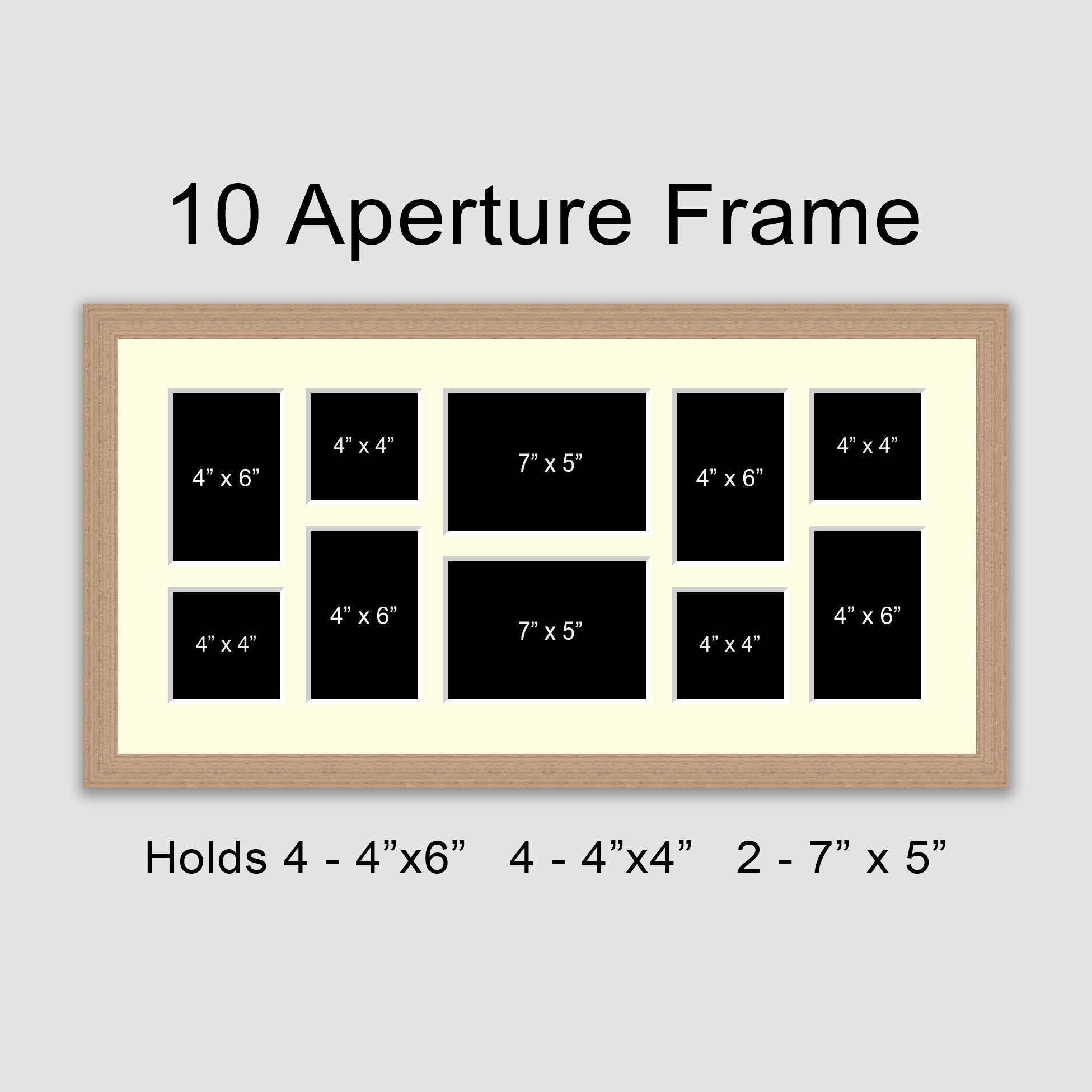 Multi Photo Picture Frame Holds 3 10x8 Photos in an Oak Veneer