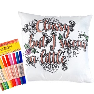 Zero Fucks Given Adult Coloring Pillow Adult Coloring Pillow Swear Word Pillow