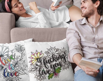 Pillow I Fucking Love You Throw Pillow Witchy Cushion Cover Floor Pillow Tattoo ADULT