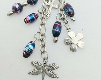 Aimee CD119, Dragonfly Purse Charm, Mini Purse Charm, Dragonfly Zipper Pull, Dragonfly Keychain, Dainty Bag Charm, Birthday Gift