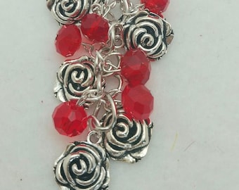 Rose CD121, Rose Charm Purse Charm, Rose Keychain, Red Rose Purse Charm, Rose Bag Charm, Rose Car Charm, Mother's Day Gift, Women's Gift