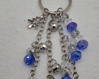 Jamie CD070, Christmas Purse Charm, Blue and Silver Bag Charm, Holiday Jewelry, Gift for woman