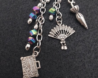 Kathy CD058, Mini Purse Charm, Travel Bag Charm, Travel Purse Charm, Travel Zipper Pull, Iridescent Zipper Pull, Birthday Gift, Gift for Her