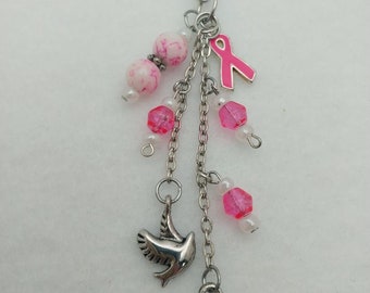 Dovey CD046, Breast Cancer Support Mini Purse Charm, Pink Ribbon Mini Purse Charm, Breast Cancer Awareness, Encouragement Gift, Hope Gift