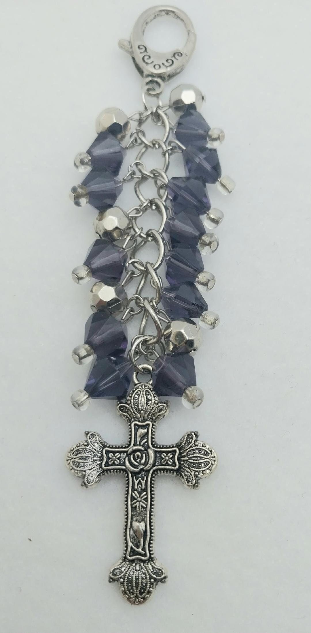 Ziva CD107, Beaded Purse Charm, Cross Purse Charm, Gift for