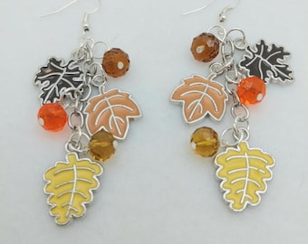Autumn One ER071, Fall Leaves Earrings, Autumn Earrings, Fall Dangle Earrings, Fall Colors Earrings, Autumn Birthday Gift, Gift for Her