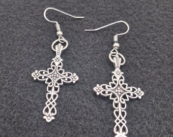 ER103 Faith, Filigree Cross Earrings, Christian Jewelry, Gift for Woman, Religious