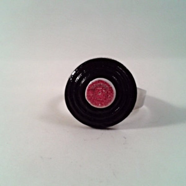Vinyl Record Ring with Replica Record Label