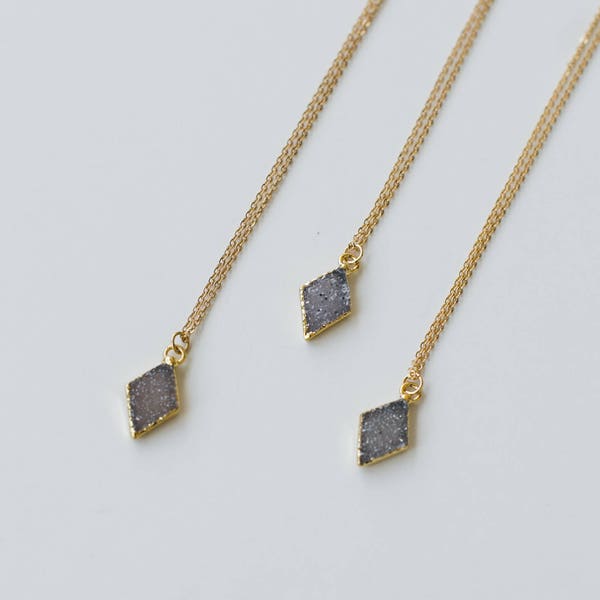 Small Druzy Diamond Necklace