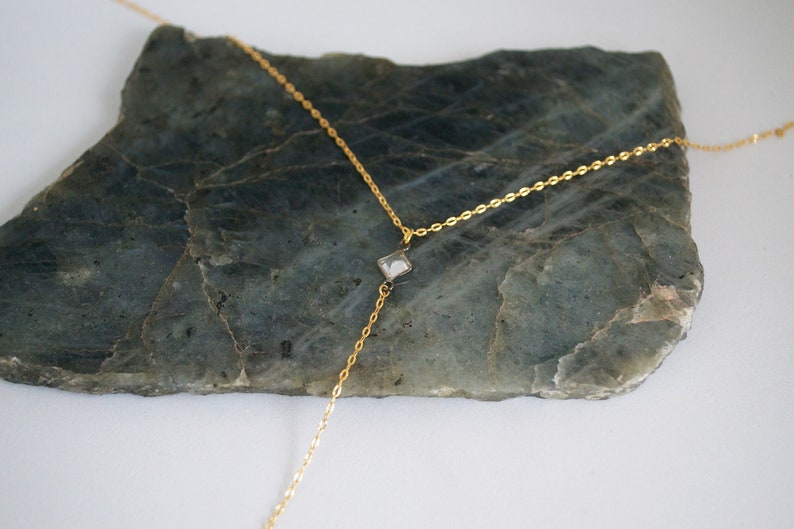 Becca Necklace gunmetal mixed metal quartz pyramid drop choker