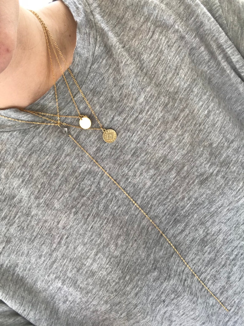 Becca Necklace gunmetal mixed metal quartz pyramid drop choker