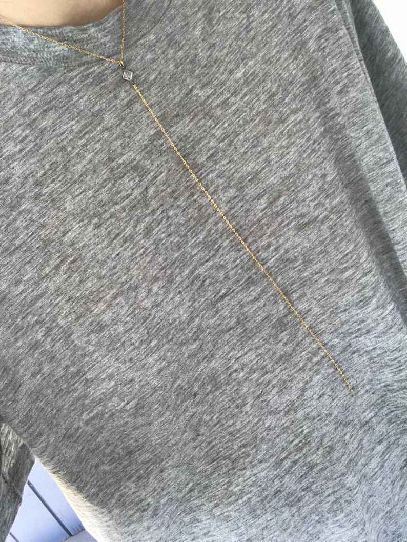 Becca Necklace gunmetal mixed metal quartz pyramid drop choker