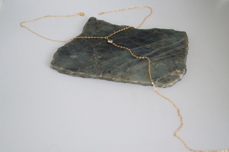 Becca Necklace gunmetal mixed metal quartz pyramid drop choker