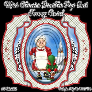 Kit de cartes doubles Mme Claus, personnage festif de Noël (téléchargement numérique)