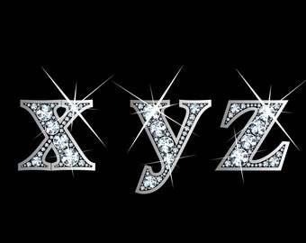 xyz in Diamond Bling Sparkling Brilliant Font Lower Case *Digital*