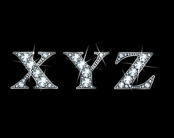 X, Y, Z in Diamond Bling UPPER CASE Sparkling Brilliant Font *DIGITAL*