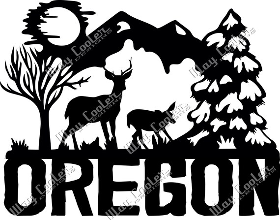 Oregon Deer Family Mountain Graphic Svg File Jpg And Png Etsy