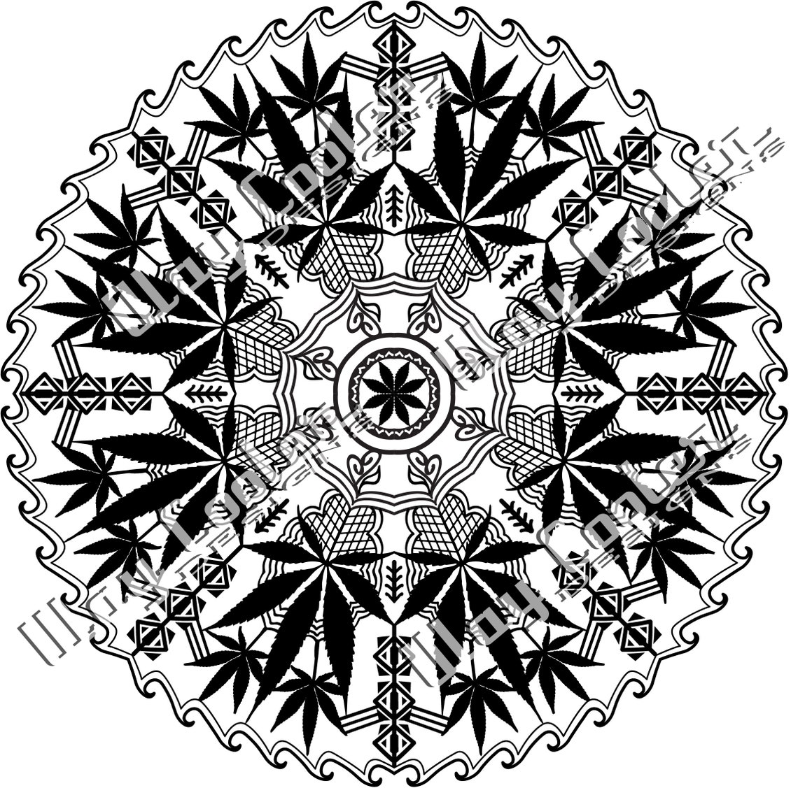 Download Cannabis Marijuana Mandala Graphic SVG File JPG and PNG | Etsy
