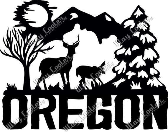 Oregon Deer Family Mountain Sticker Mountain Scene Winter Etsy