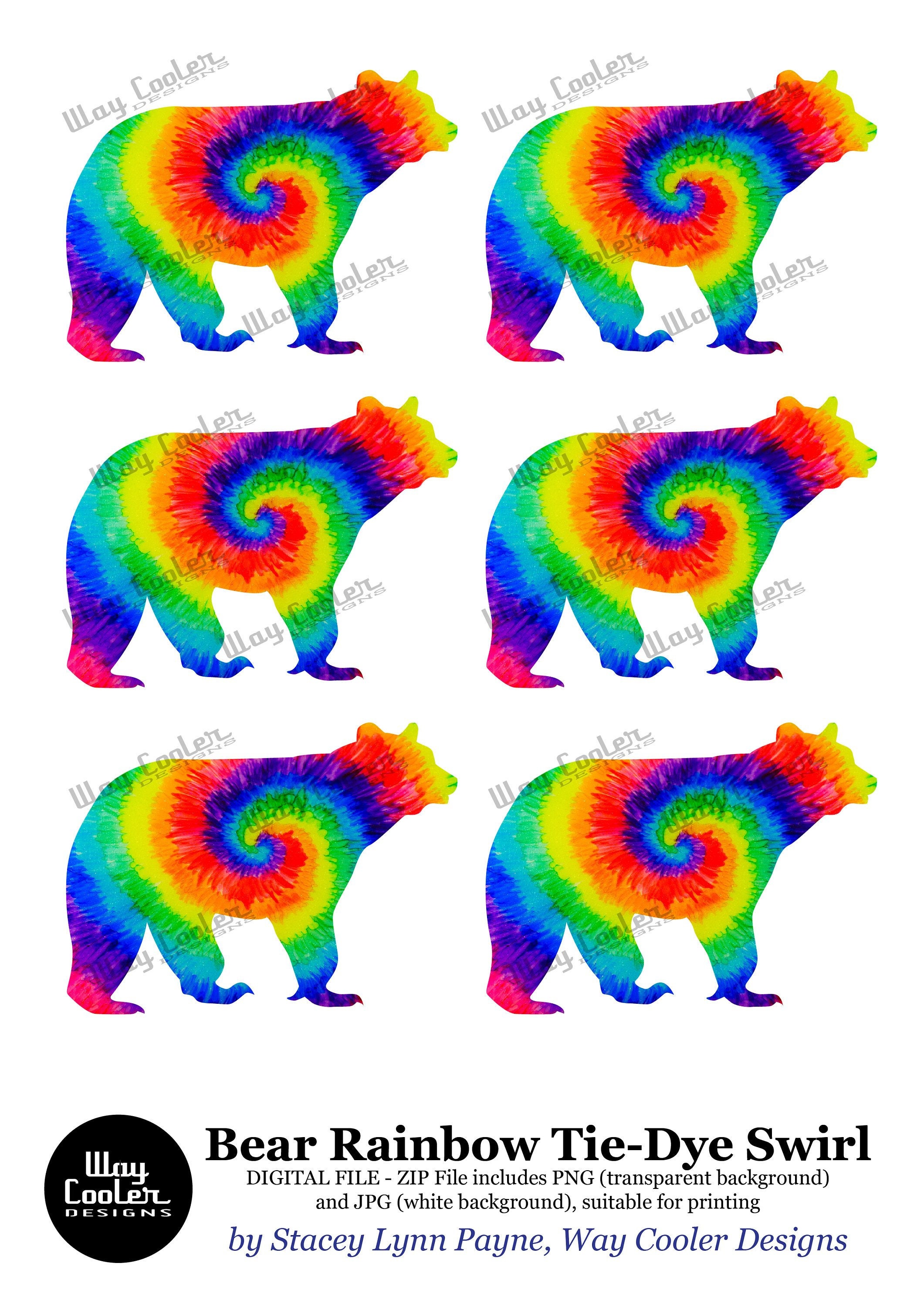 Rainbow Tie-Dye Swirl Gay Pride Autism Bear, Digital ZIP File, JPG and PNG  Included, Perfect for Printing *Digital*