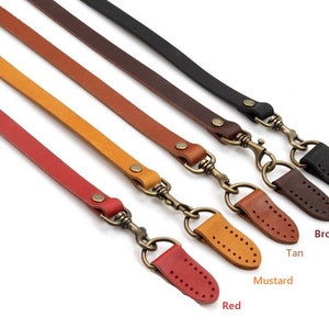 44&quot; ~ 47.7&quot; 100% Genuine Leather Adjustable Crossbody Bag Strap with Leather Tab/Bronze Style Ring (40-1150)