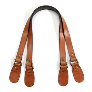 Genuine Leather Purse Handles / Shoulder Bag Straps with Embossed Pattern, Tan, 23.8 30-6001 image 1