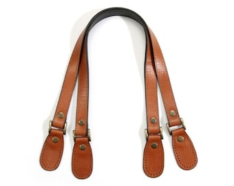 Genuine Leather Purse Handles / Shoulder Bag Straps with Embossed Pattern, Tan, 23.8" (30-6001)